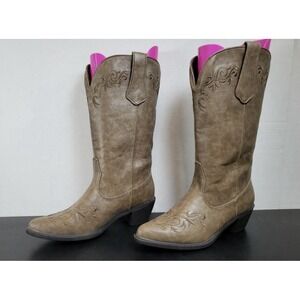 New‎ Faux Leather Women s size 6.5 Roper Cowboy Boots Brown Embrodery Point toe